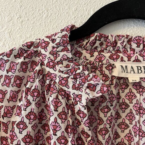 M.A.B.E Women's Blouse Size XS Cotton Viti Printed Top Whimsical Cottage Boho - Picture 9 of 15